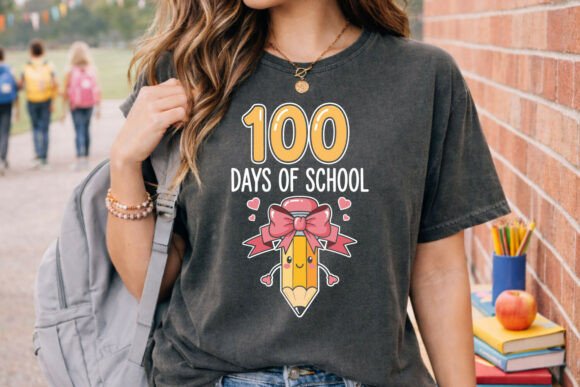 Adorable Kawaii Pencil Bow Hearts for 100 Days