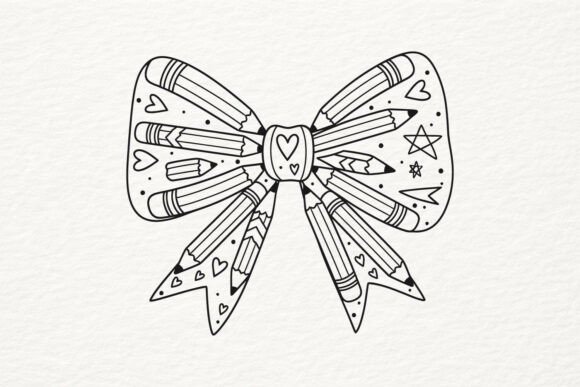 Cute and Versatile Pencil Bow SVG for Embroidery