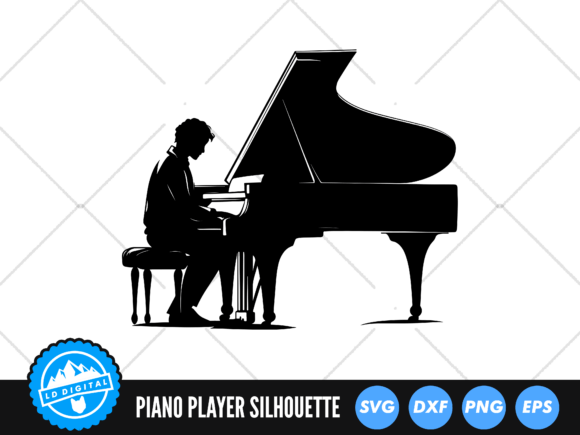 Elegant Piano Player SVG for Embroidery Projects
