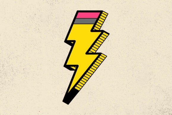 Pencil Lightning Bolt Svg for Creative Embroidery