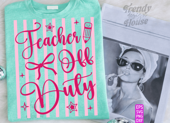 Preppy Striped TEACHER off DUTY SVG PNG Review