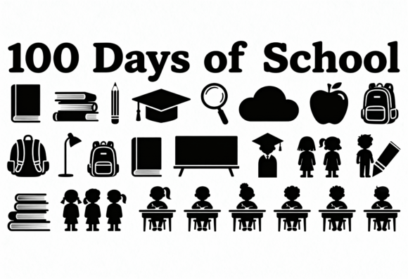 Review of 100 Days of School Icons Clipart SVG