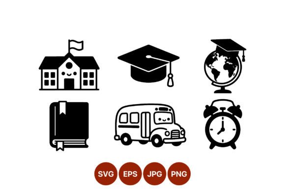 Review: School Icons Vector Set Black and White