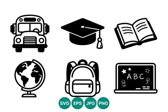 School Icons Vector Set: A Versatile Embroidery Design
