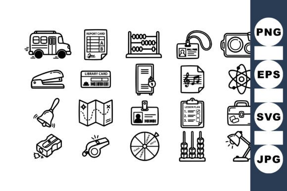 School Supplies Icon Set Svg: A Perfect Embroidery Fit