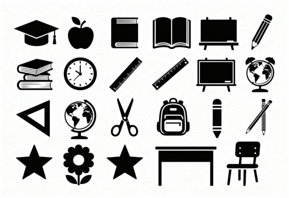 School Supplies Icons: A Versatile Embroidery Design